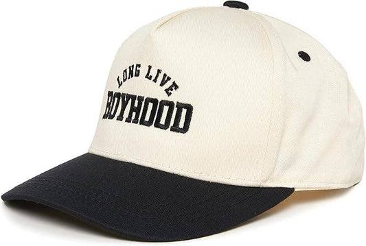 Boys Long Live Boyhood Embroidered Black Hat