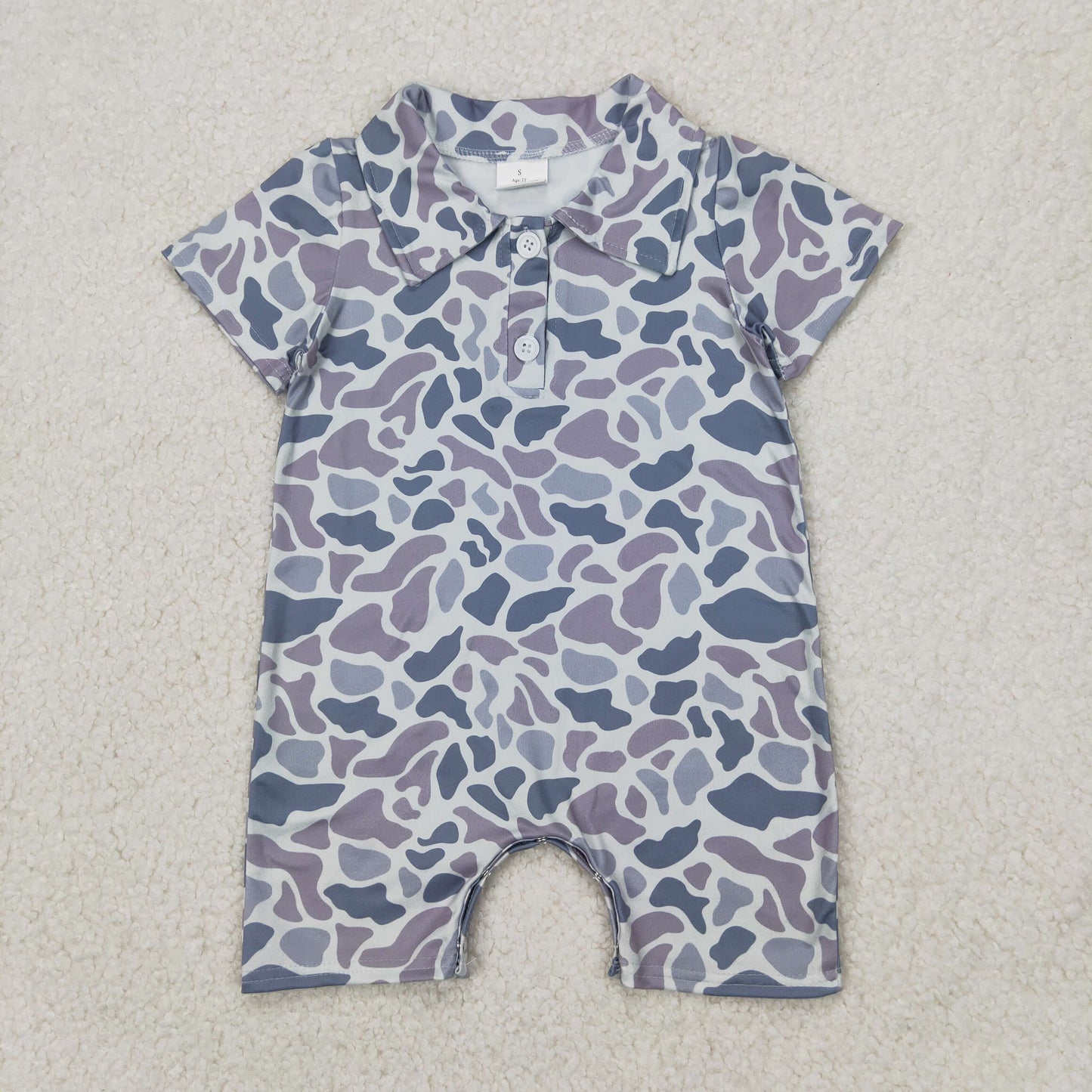 Baby Boys Duck Camo Grey Romper