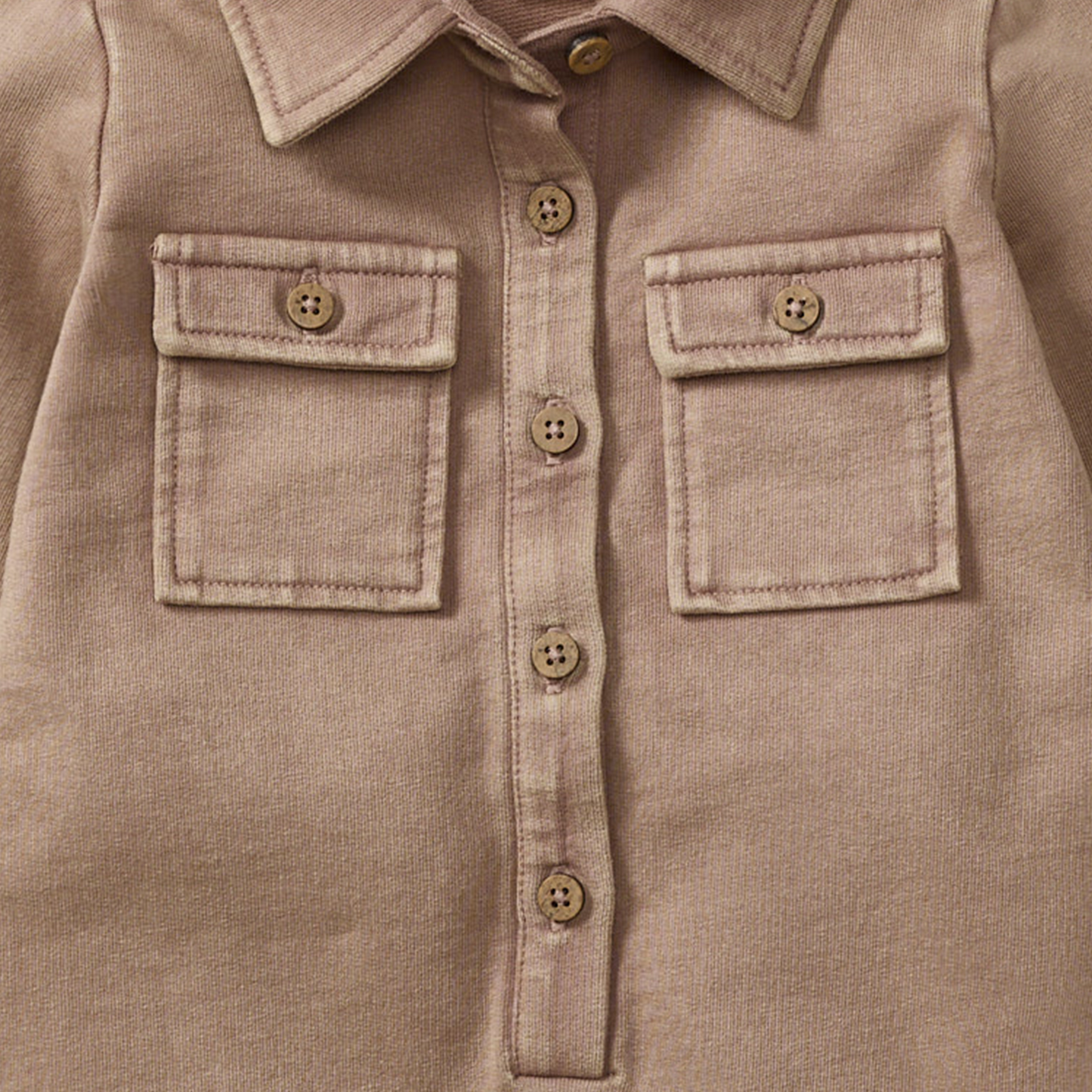 Burt's Bees Boys Buttondown Mineral Wheat Jumpsuit