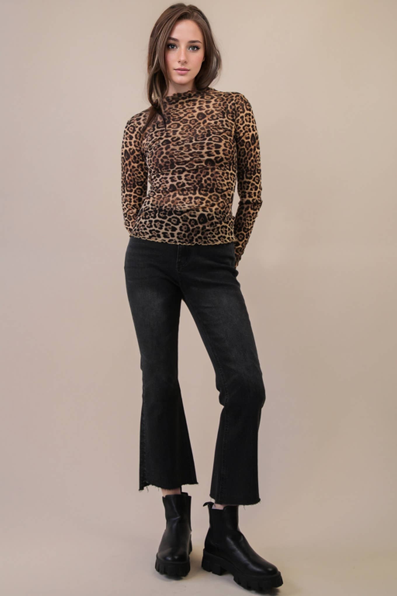 Leopard Mesh Top