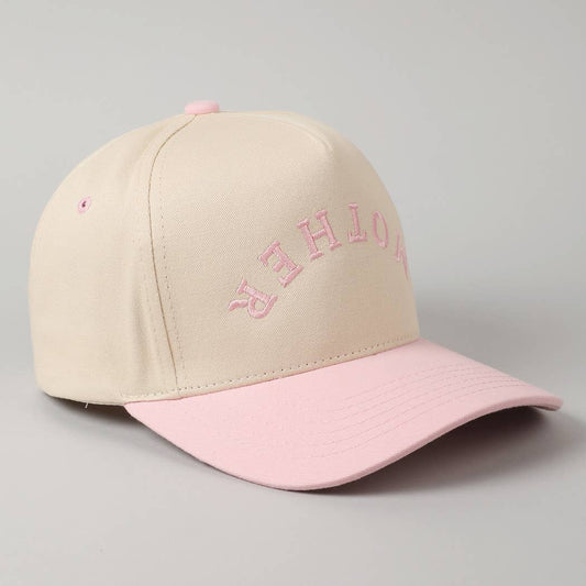 Mother Upside Down Embroidered Pink Hat