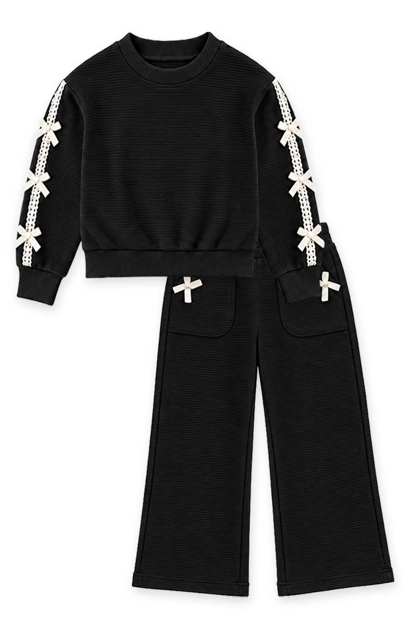 Girls Bow Pant Black Set