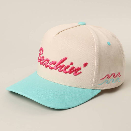Beachin' Puff Embroidered Seafoam Hat