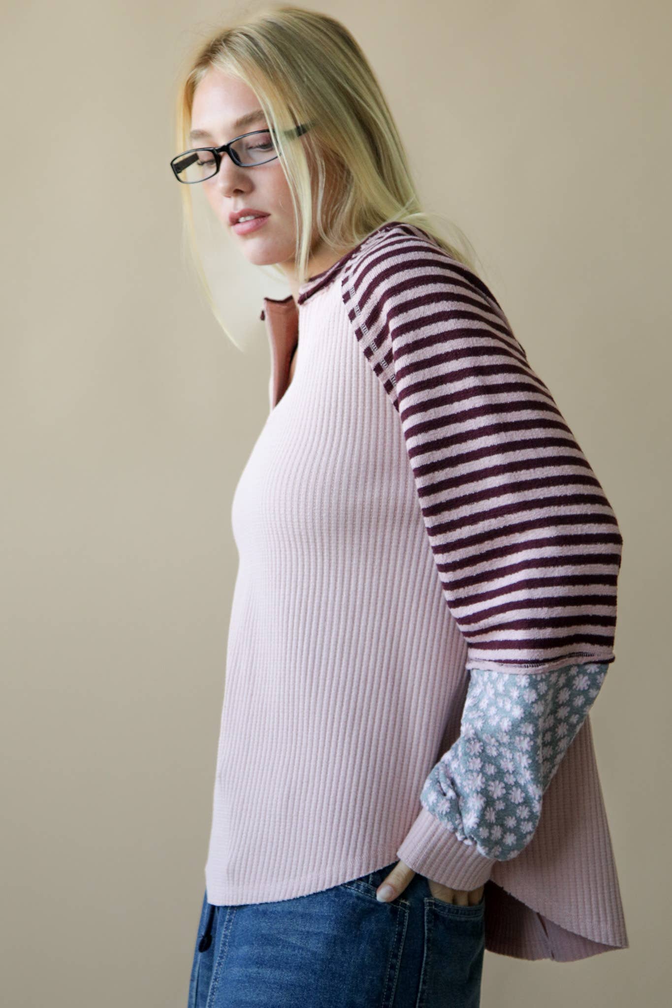 Meredith Floral & Stripe Knit Raglan