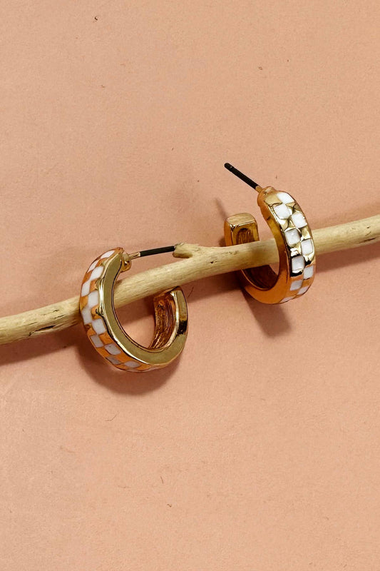 Emerson Gold Checkered Hoop Earrings