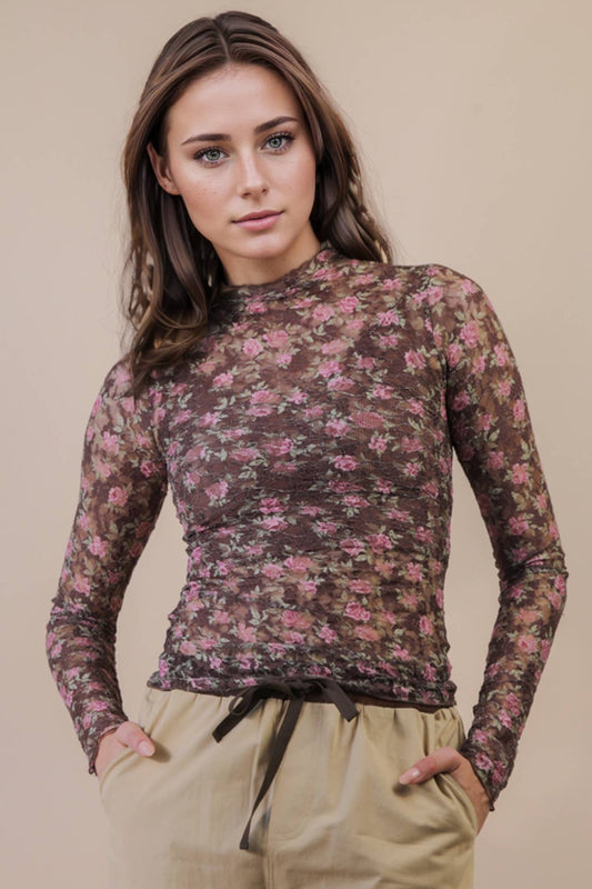 Gloria Floral Lace Long Sleeve Top