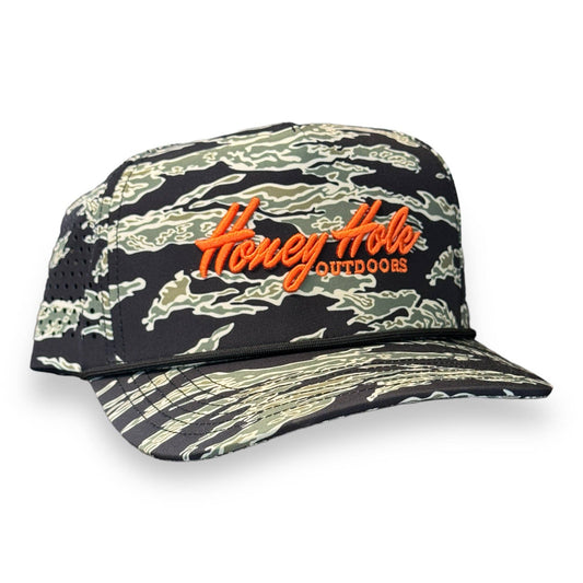 Mens Honey Hole Tiger Camo Performance Rope Hat