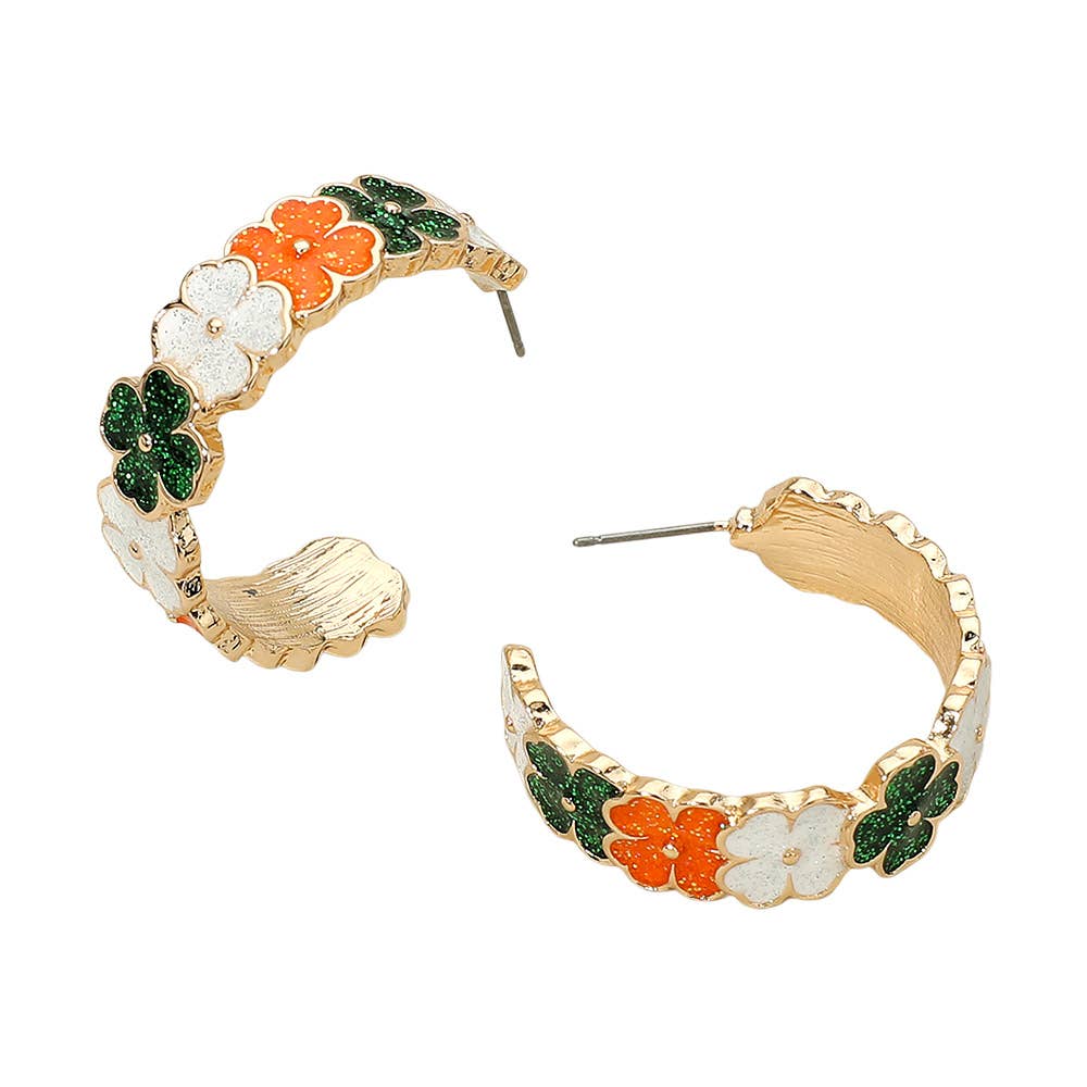 St Patricks Shamrock Hoop Earrings
