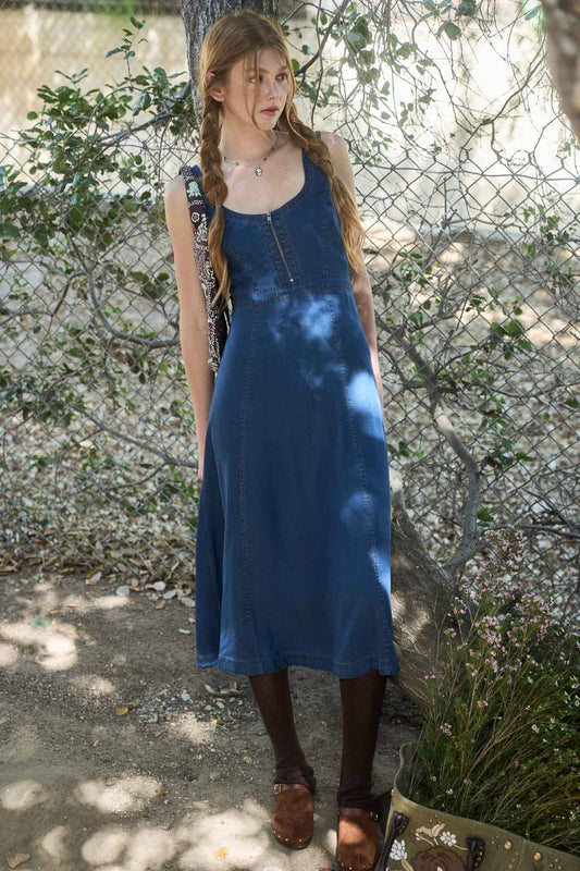 Noral Front Zip Denim Dress
