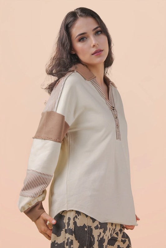 Maher Rugby Button Oversized Top