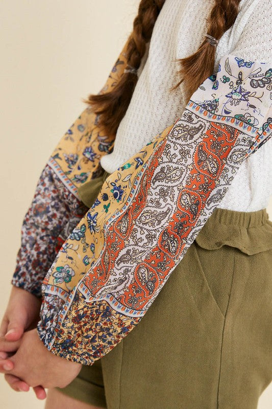 Girls Patchwork Waffle Blouse