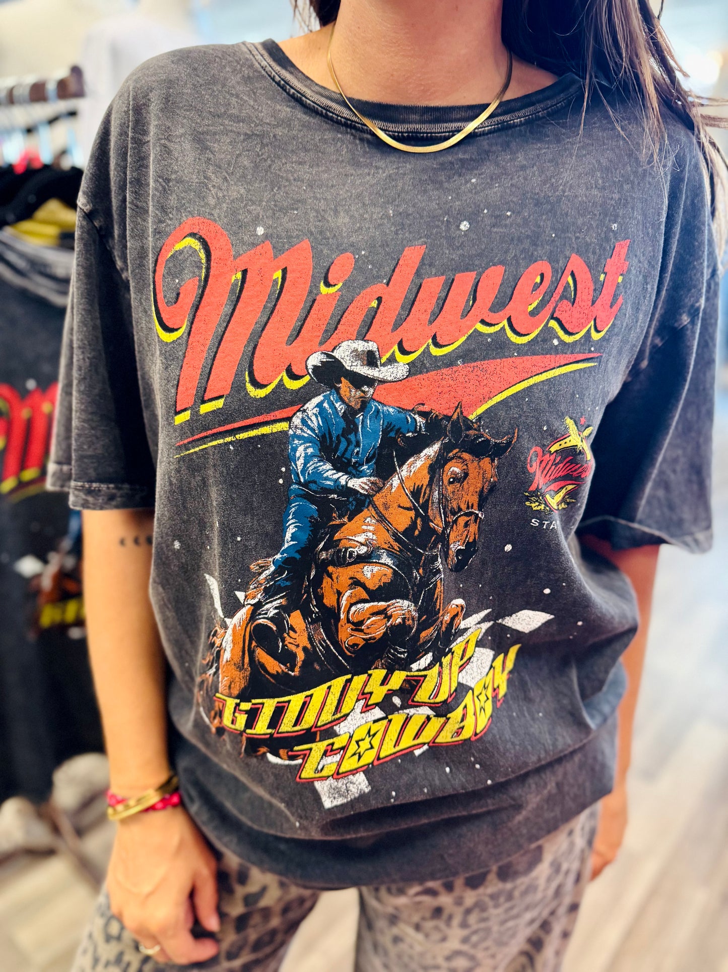 Midwest Giddy Up Oversized Mineral Tee