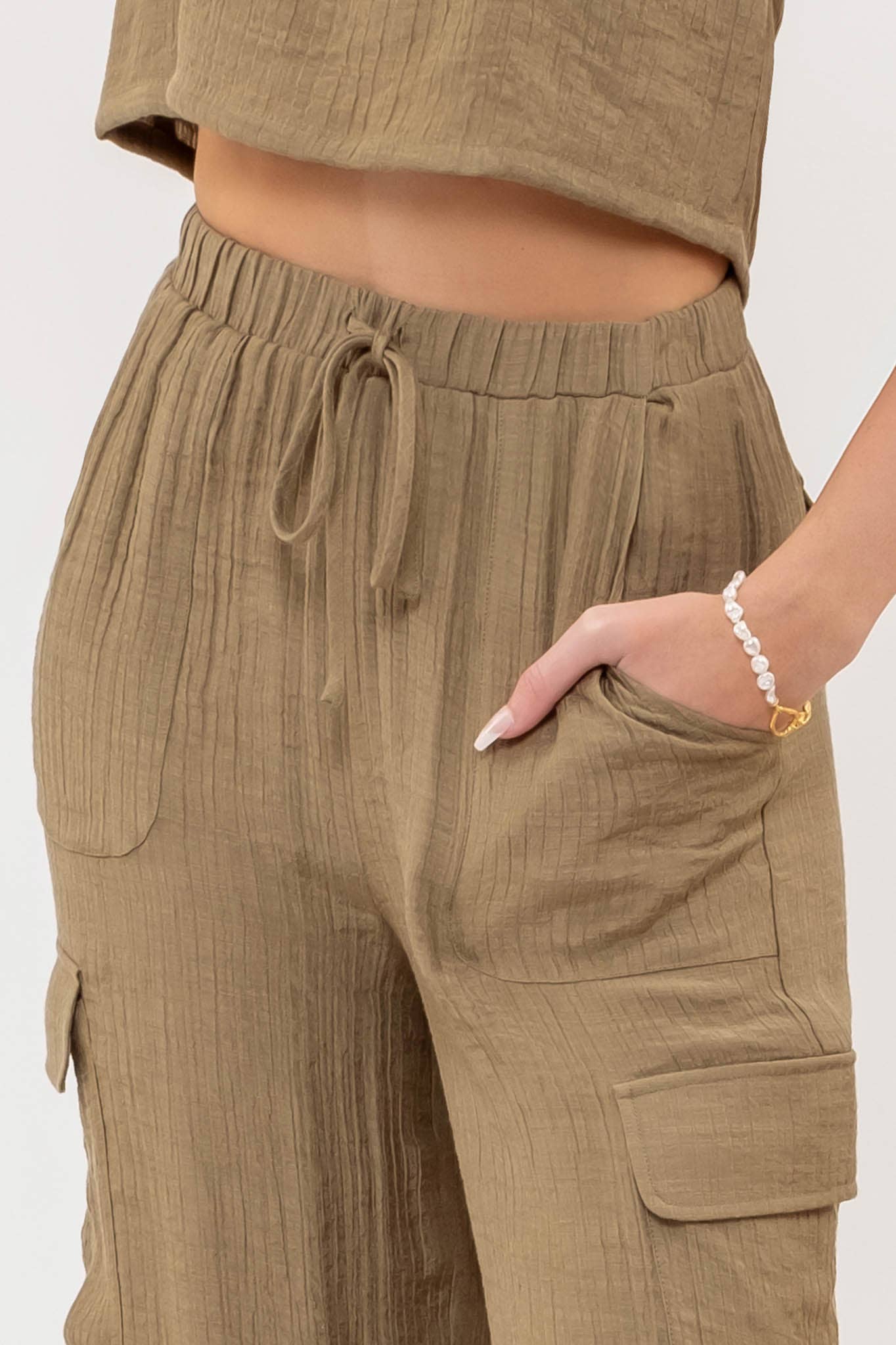 Shylo Crinkle Cargo Pant Set
