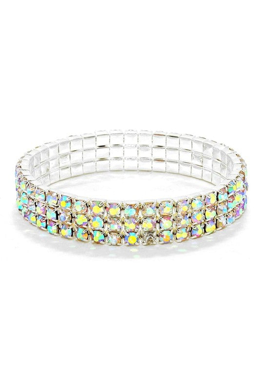 Bordeaux Rhinestone Stretchy Bracelet
