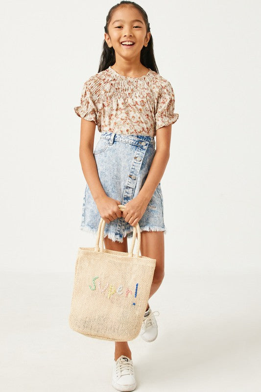 Girls Paisley Smocked Blouse