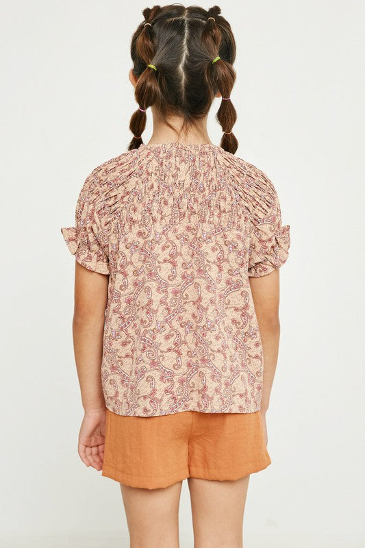 Girls Paisley Smocked Blouse