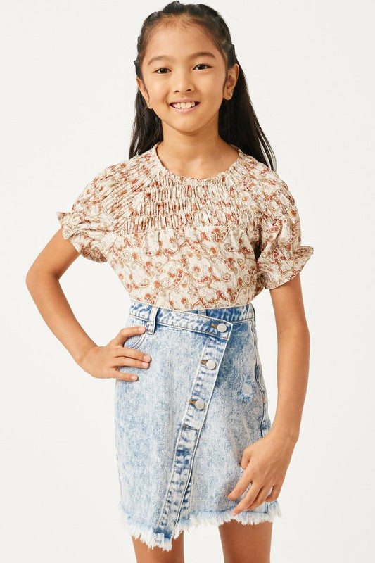Girls Paisley Smocked Blouse