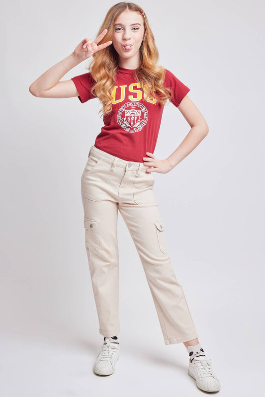 Girls YMI Selena Khaki Cargo Straight Jeans