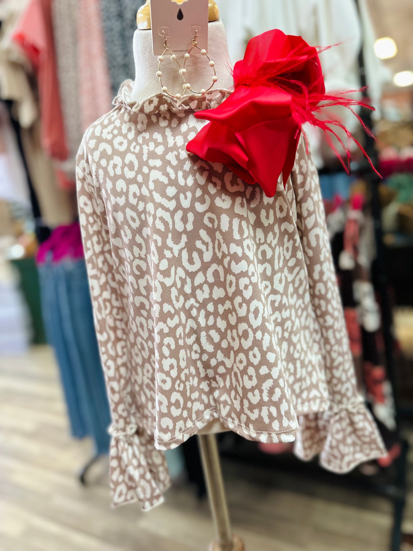 **SALE!!** Girls Leopard Ruffle Top