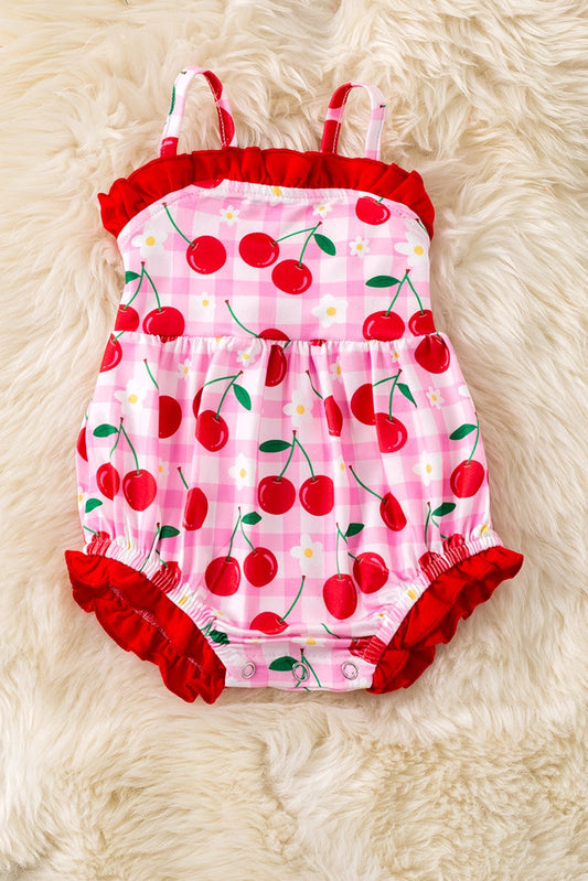 Baby Girls Cherry Gingham Romper