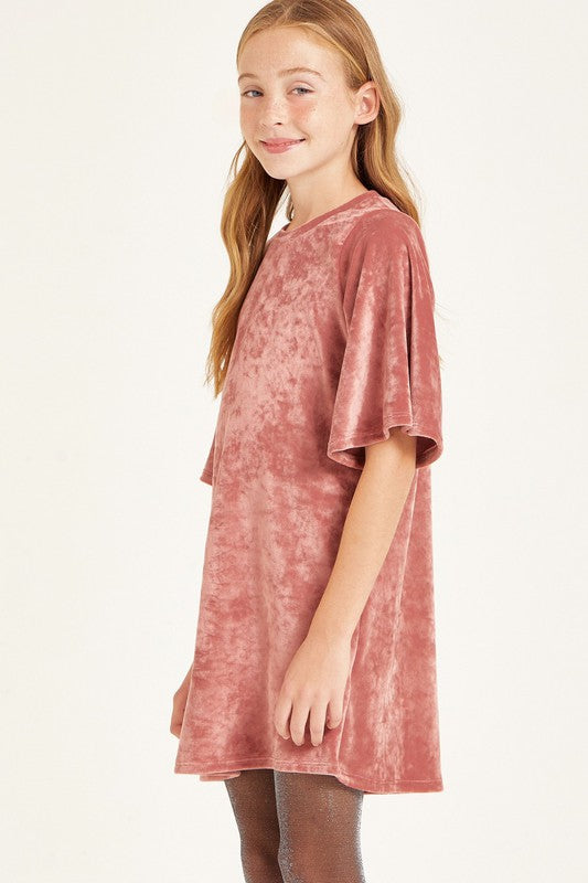 Girls Velvet Tshirt Dress