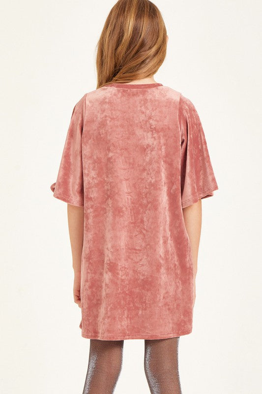 Girls Velvet Tshirt Dress