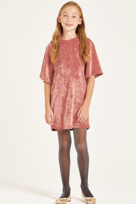 Girls Velvet Tshirt Dress