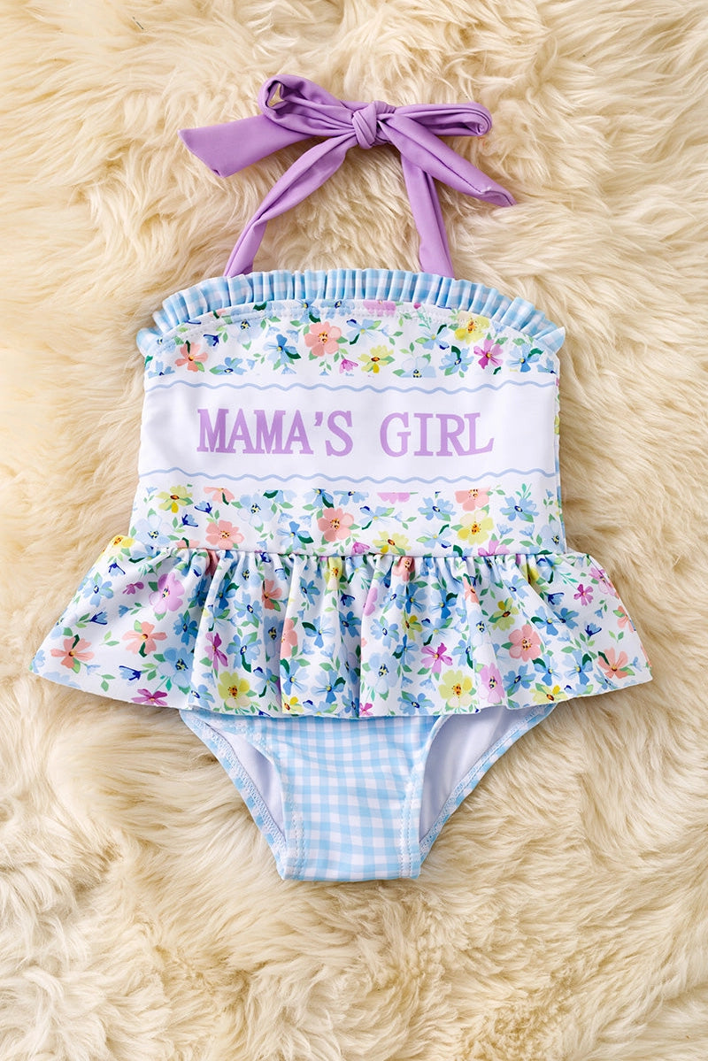 Girls Mama's Girl Gingham Swimsuit