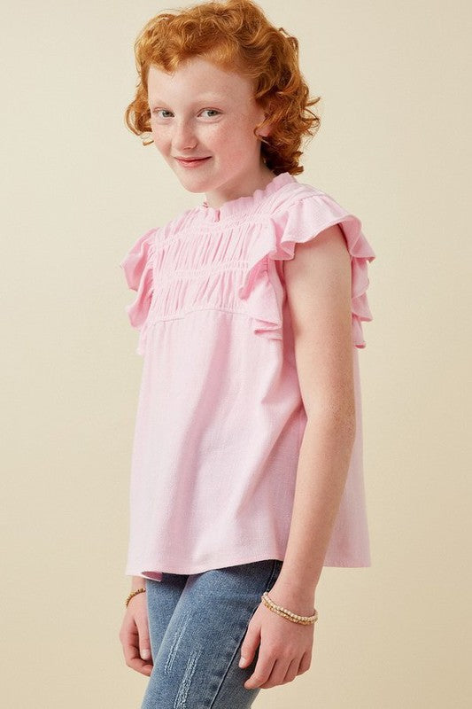 Girls Smocked Ruffle Top