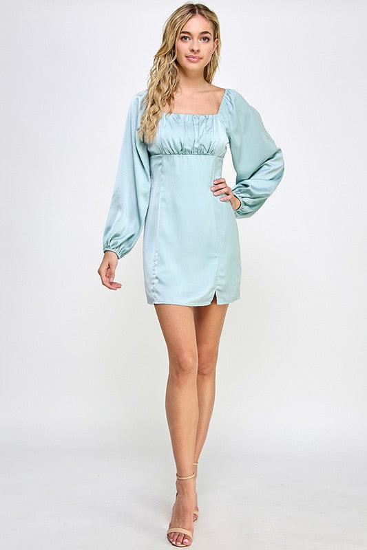 **SALE!!** Wren Satin Balloon Sleeve Dress