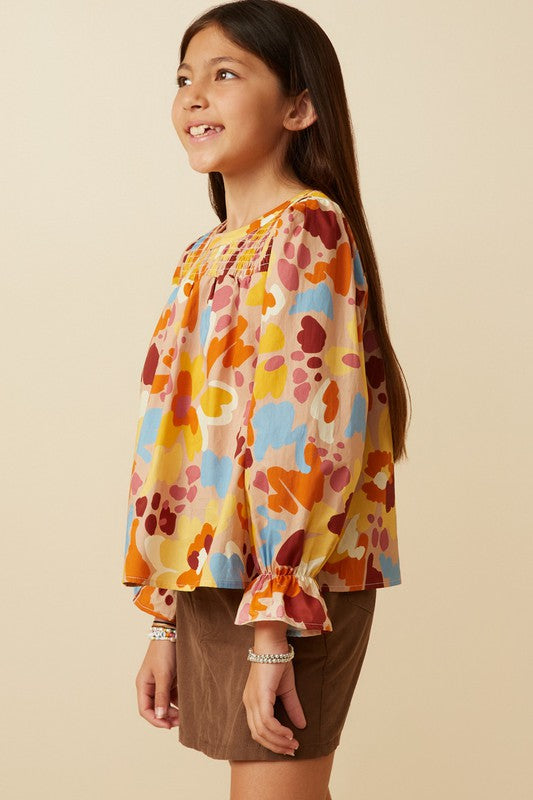 Girls Satin Abstract Blouse