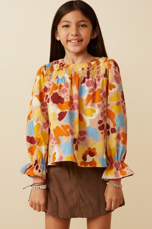 Girls Satin Abstract Blouse