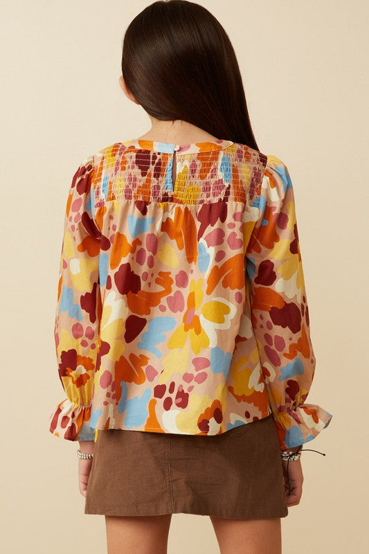 Girls Satin Abstract Blouse