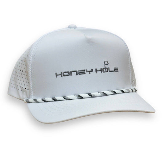 Mens Honey Hole White Golf Performance Rope Hat