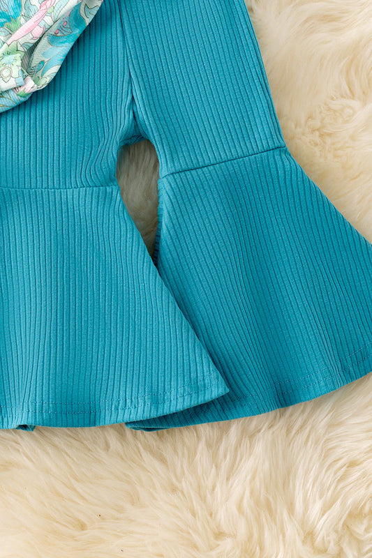 Baby Girls Turquoise One Shoulder Pant Set
