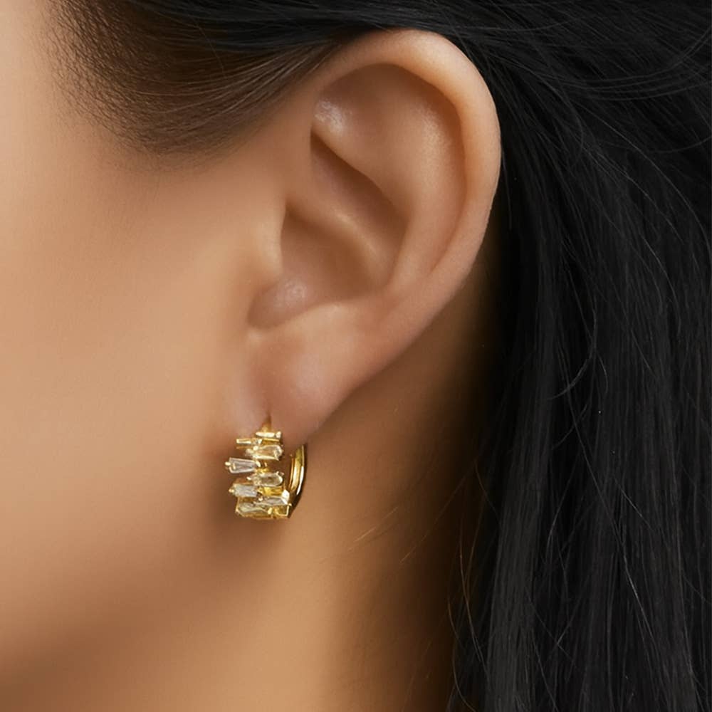 Virginia Stacked Baguette Hoop Earrings