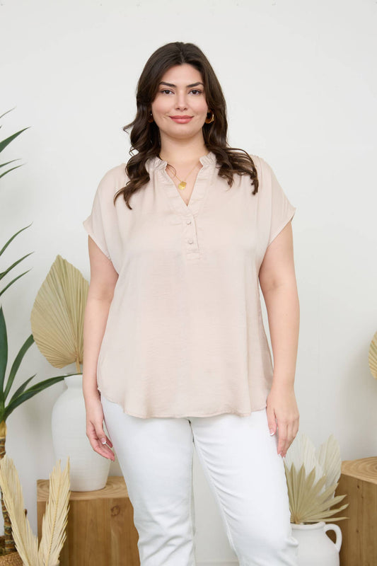 Lydia Split Neck Silky Blouse