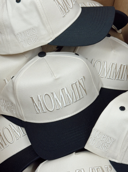 Mommin' Black Embroidered Hat