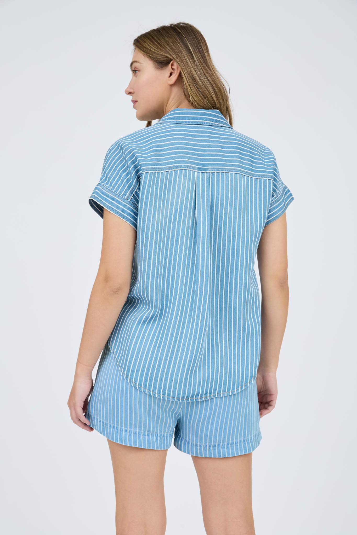 Isabella Striped Chambray Buttondown (with Pockets)