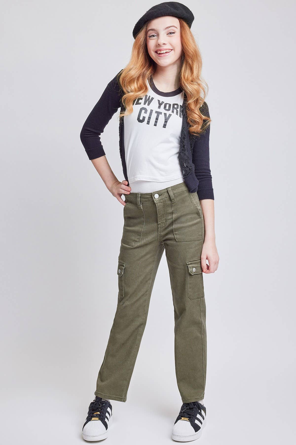 Girls YMI Selena Olive Cargo Straight Jeans