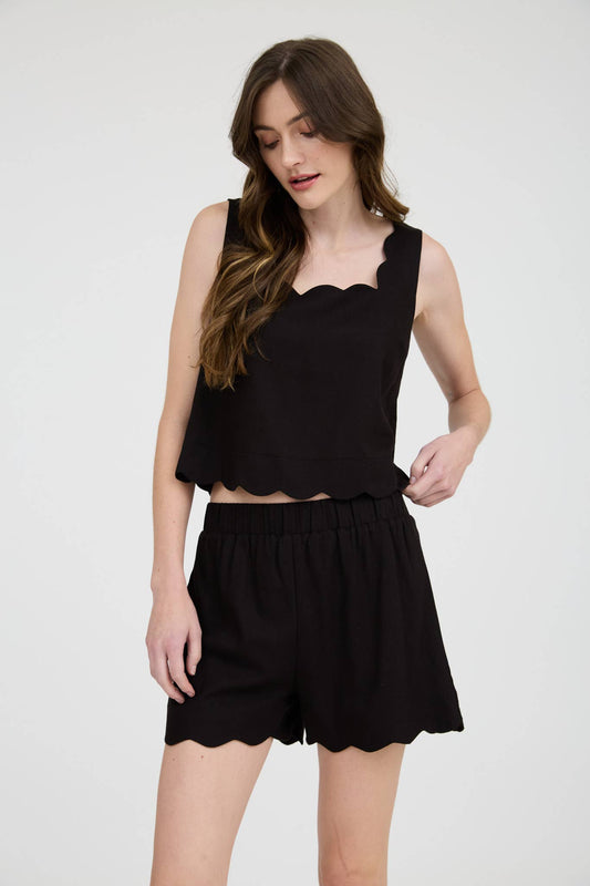 Odette Square Neck Scallop Top