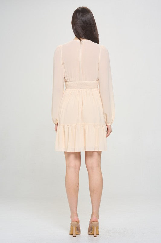 **SALE!!** Victoria Chiffon Tie Balloon Sleeve Dress