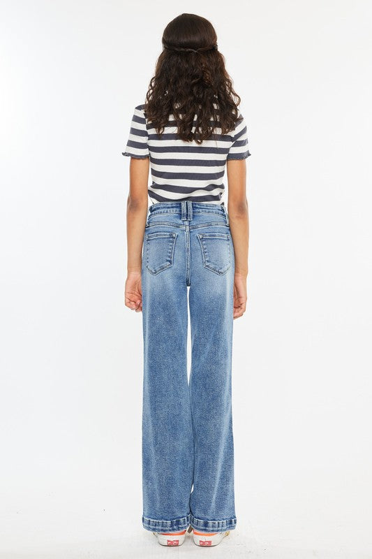 Girls Kancan Glen Wide Leg Flare Jeans