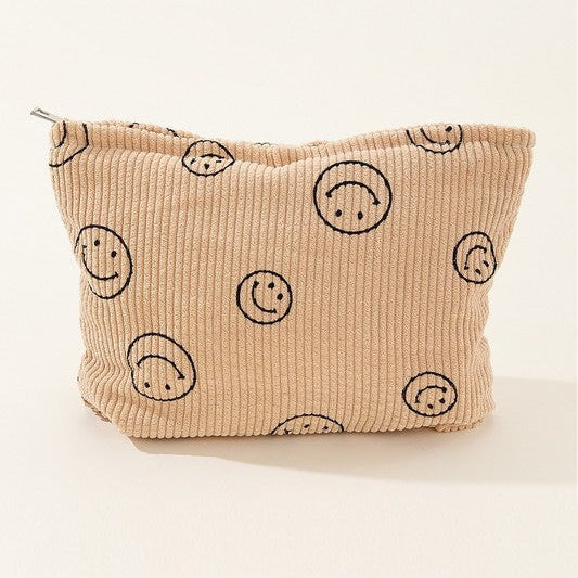 Happy Corduroy Cosmetic Bag