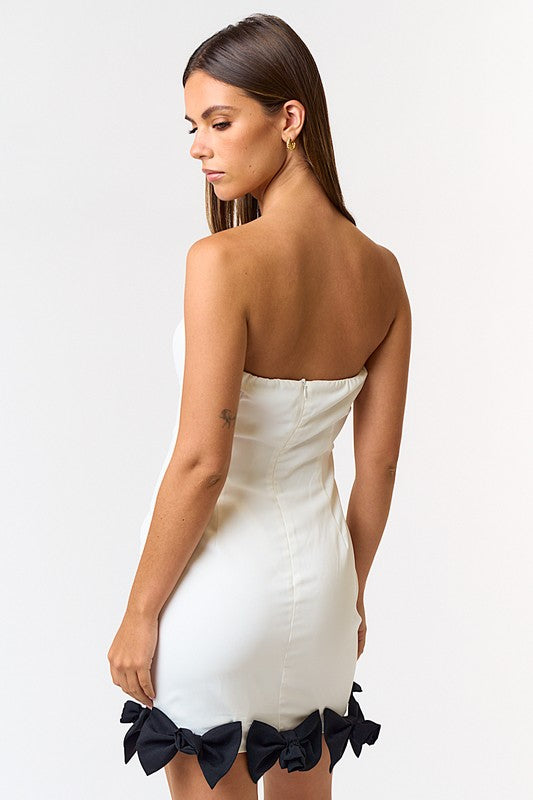 Bevelee Rosette Mini White Dress