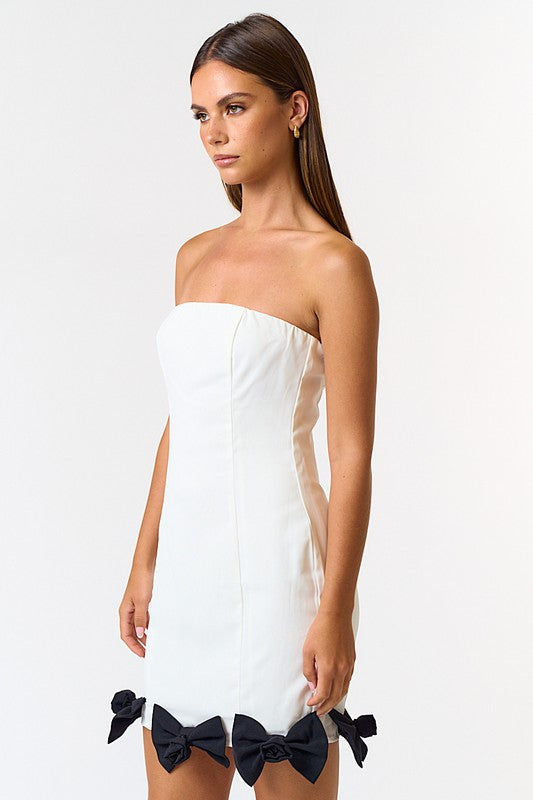 Bevelee Rosette Mini White Dress