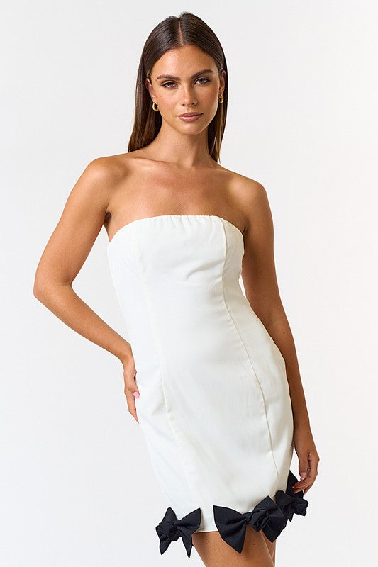 Bevelee Rosette Mini White Dress