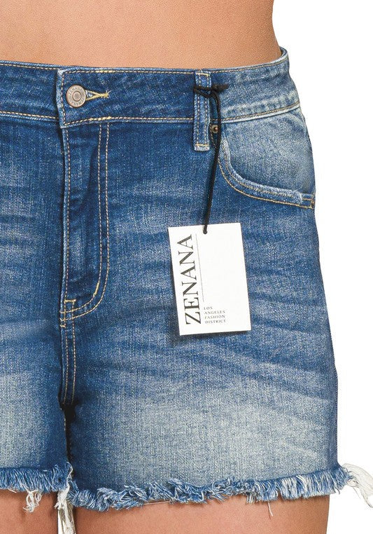 Zenana Kershaw Frayed Shorts