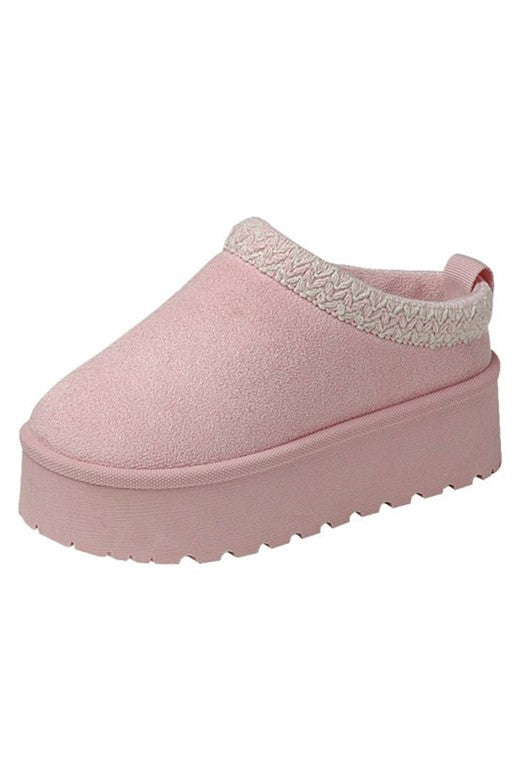 Girls Solid Suede Platform Slides