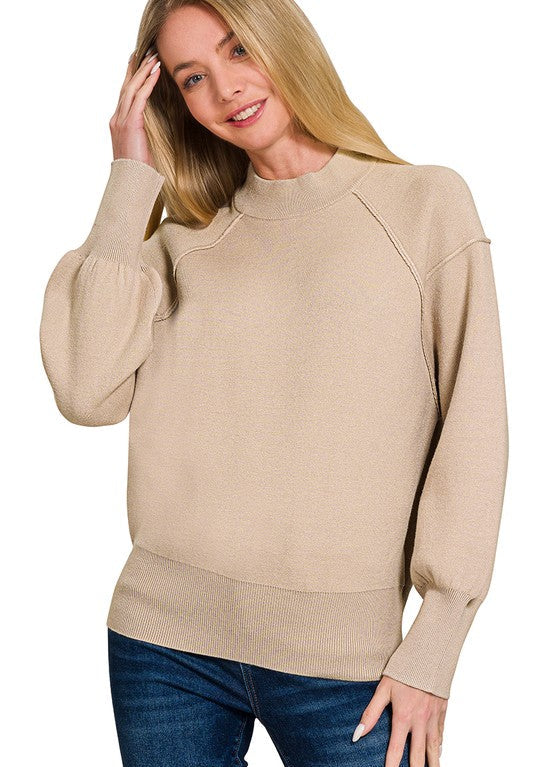 Maya Mock Neck Dolman Knit Sweater